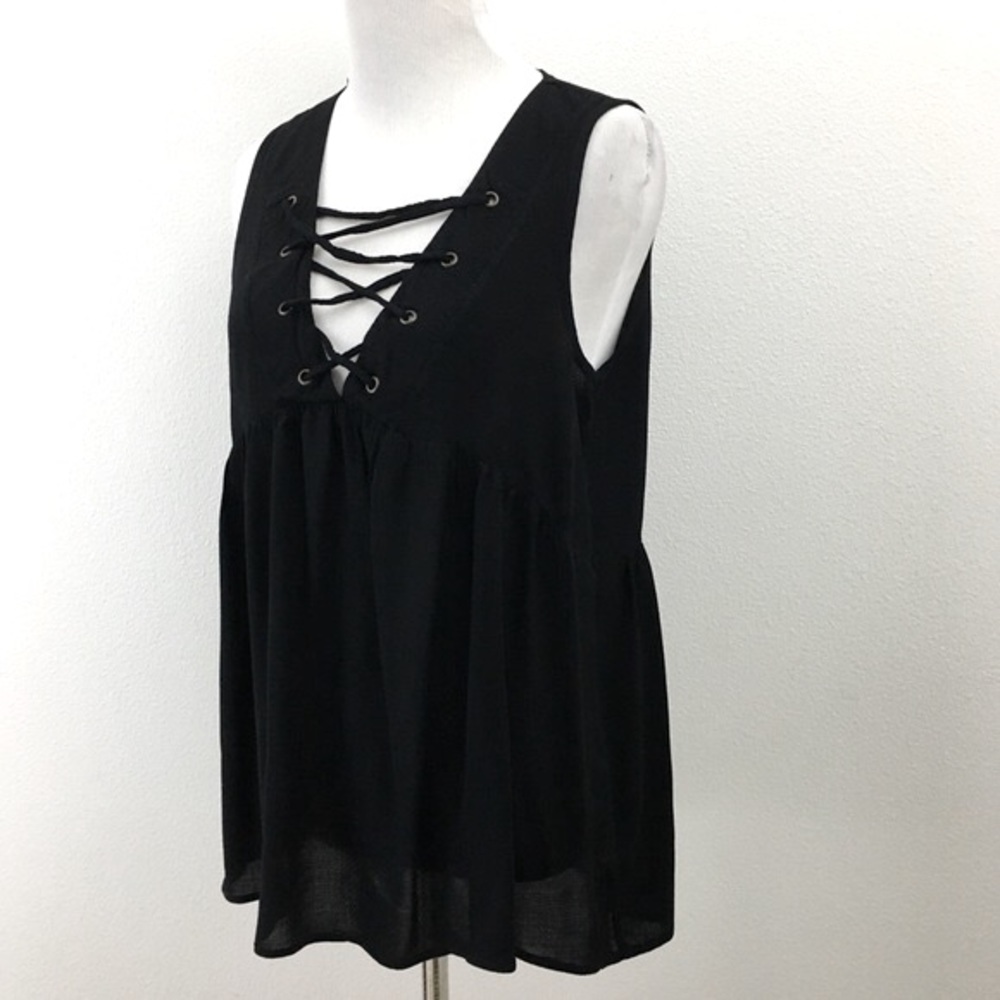Criss Cross Lacing V-Neck Top